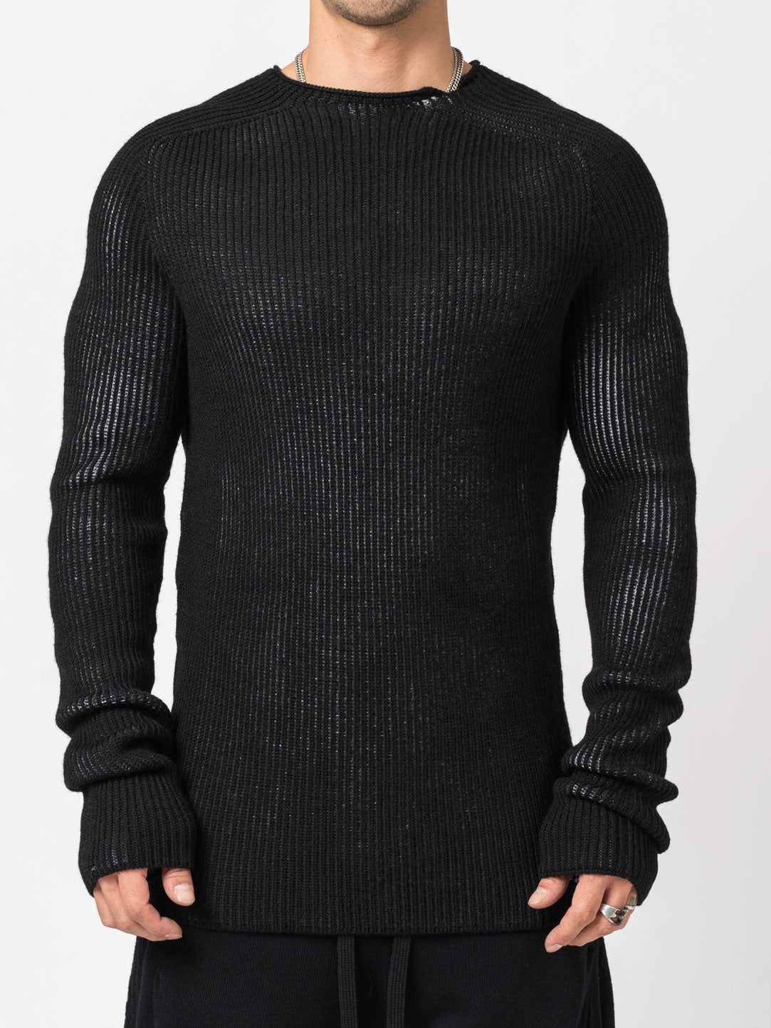 Wool Knit Sweater with Back Detail