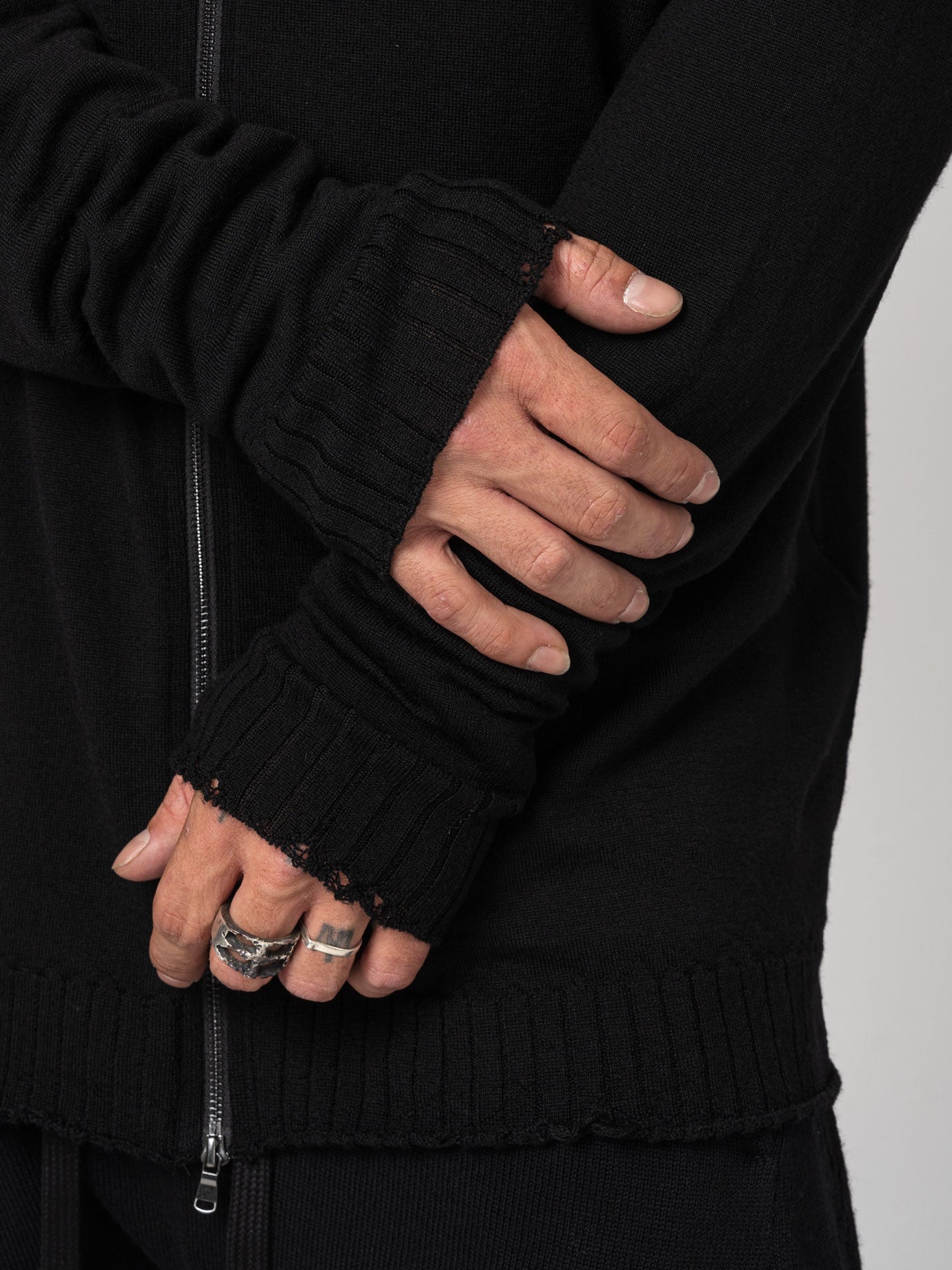 Thin Wool Zip-Up Sweater