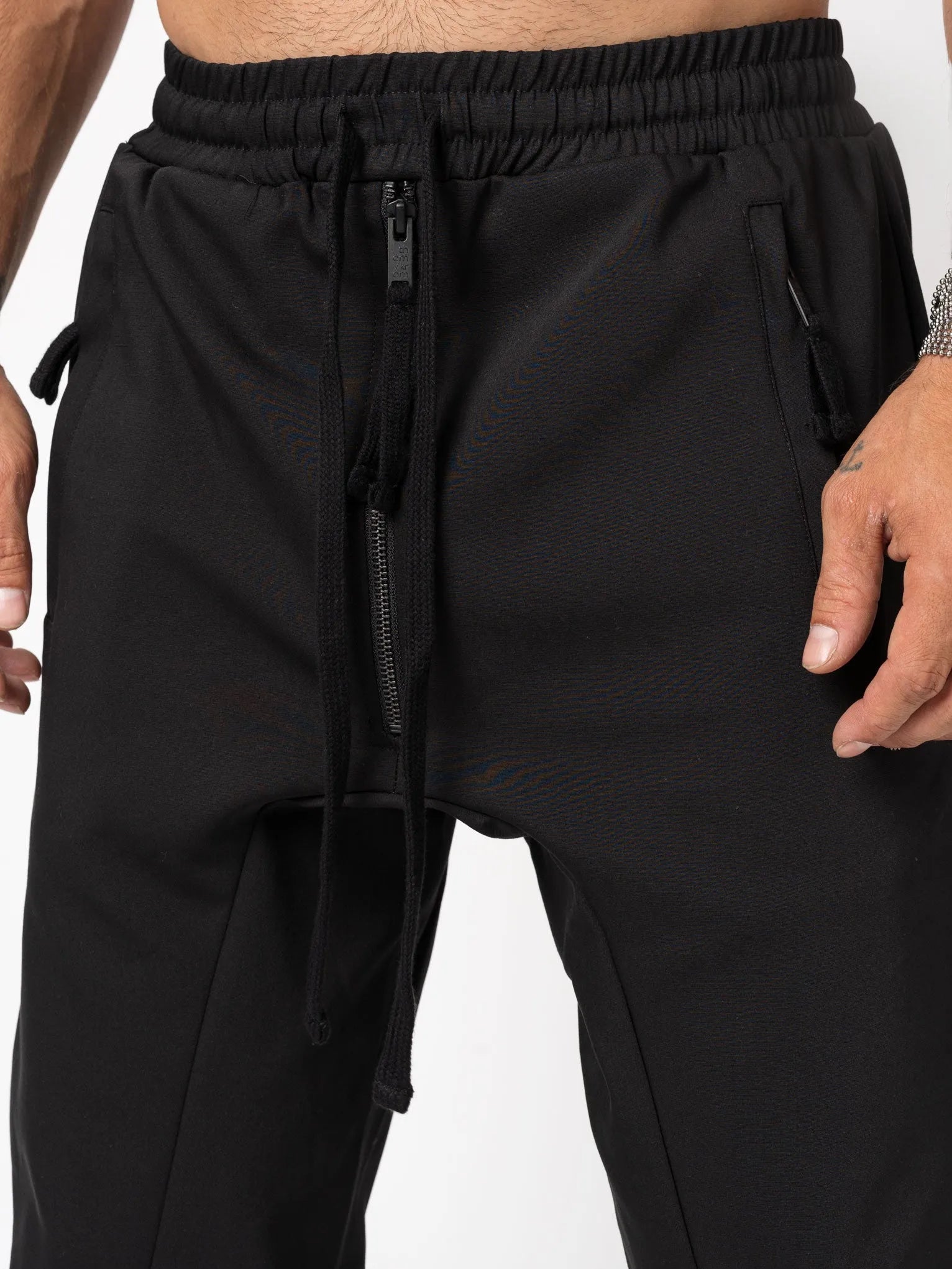 Woven drop crotch trousers