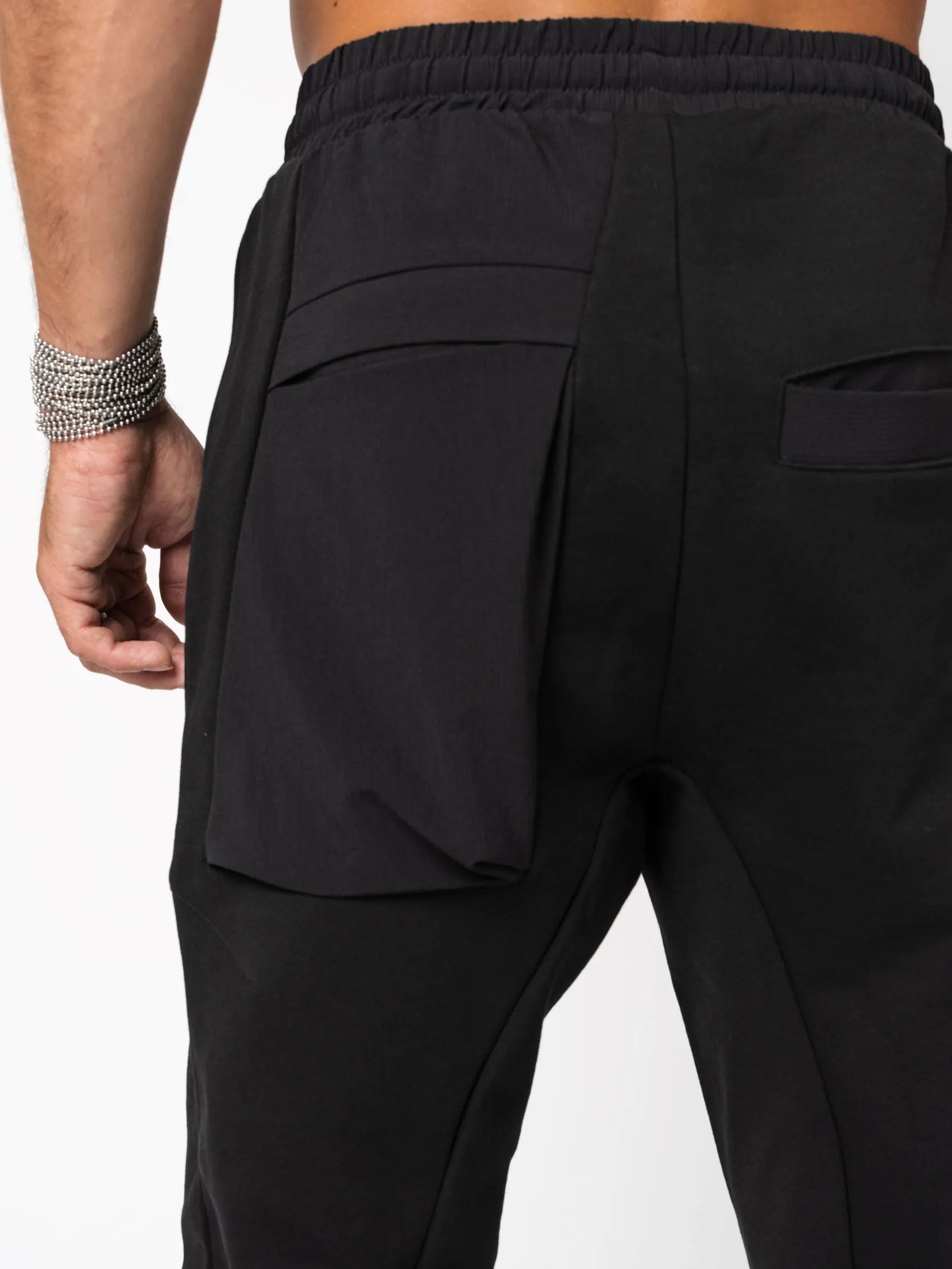 Drop crotch jersey trousers