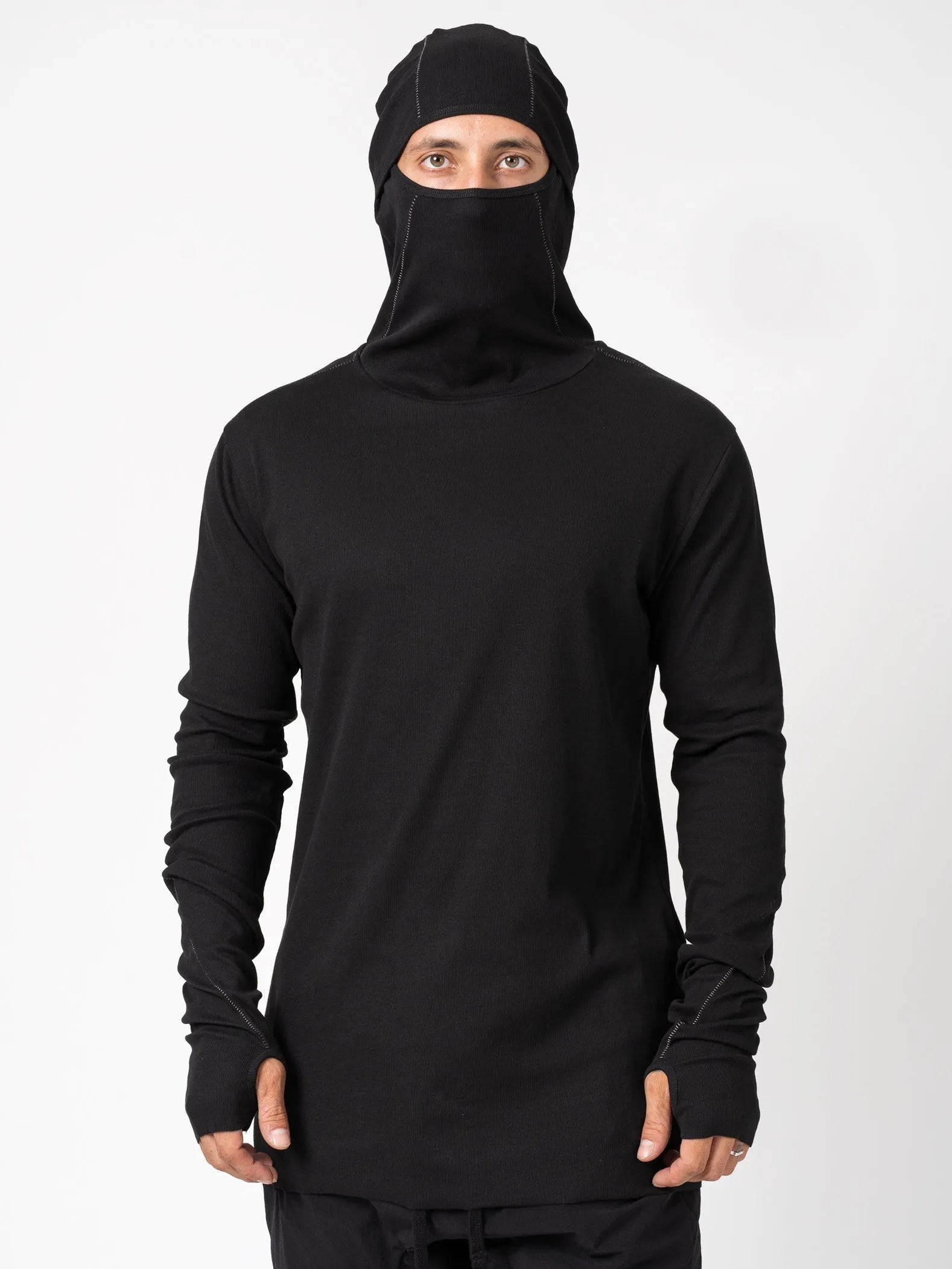 Balaclava hooded T shirt