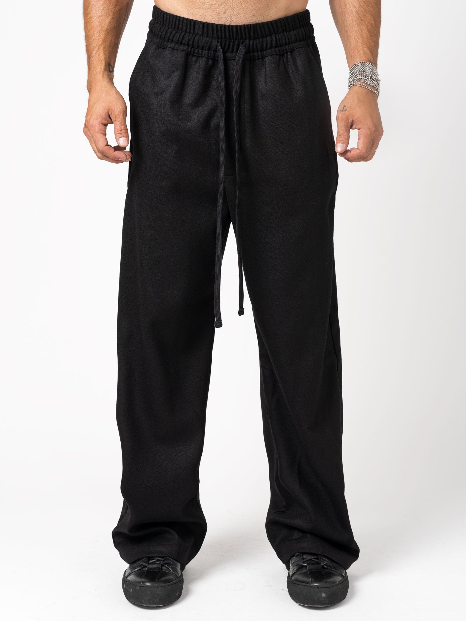 Wide leg wool trousers