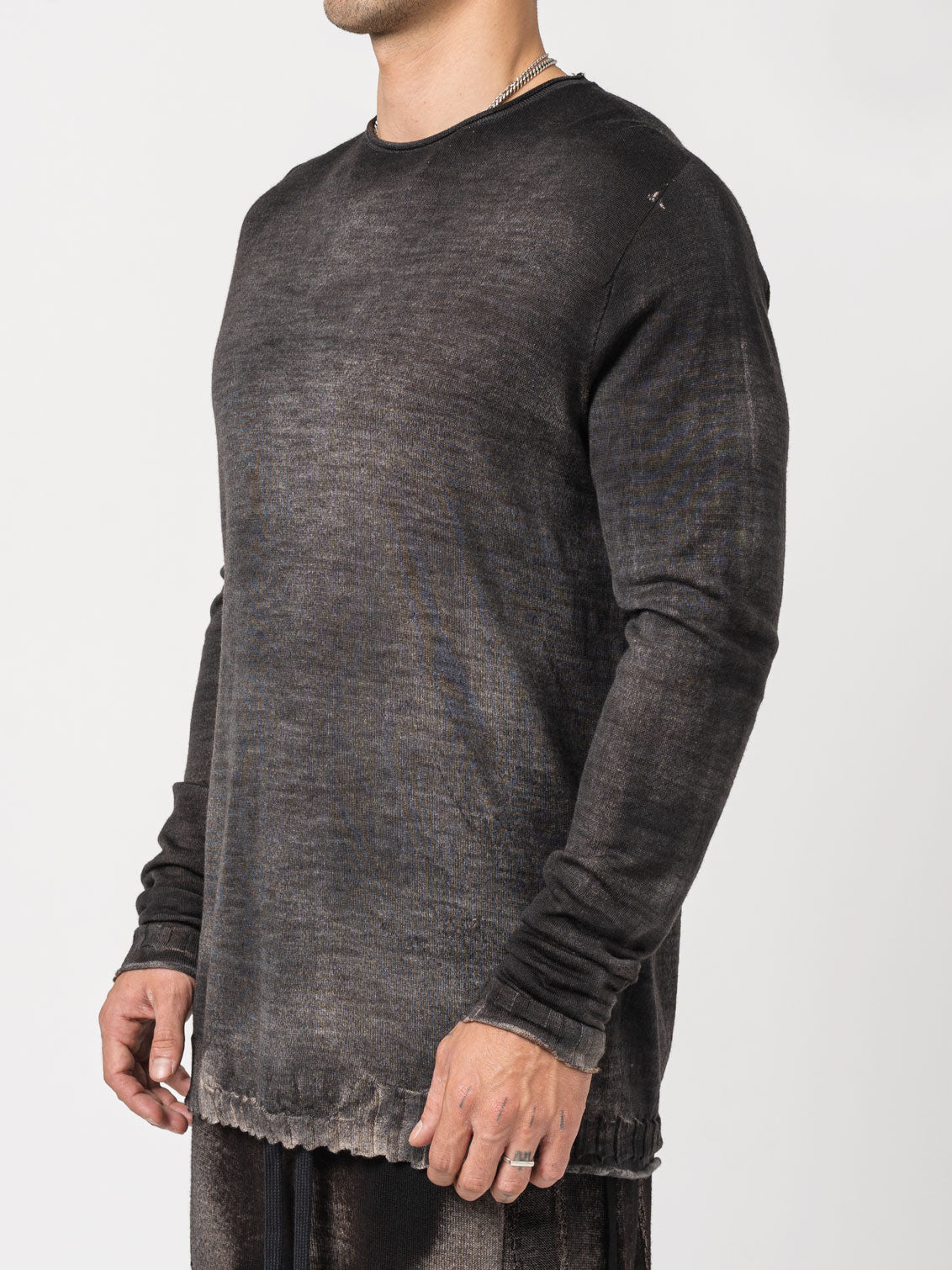 Thin Wool Sweater with Sprayed Earth