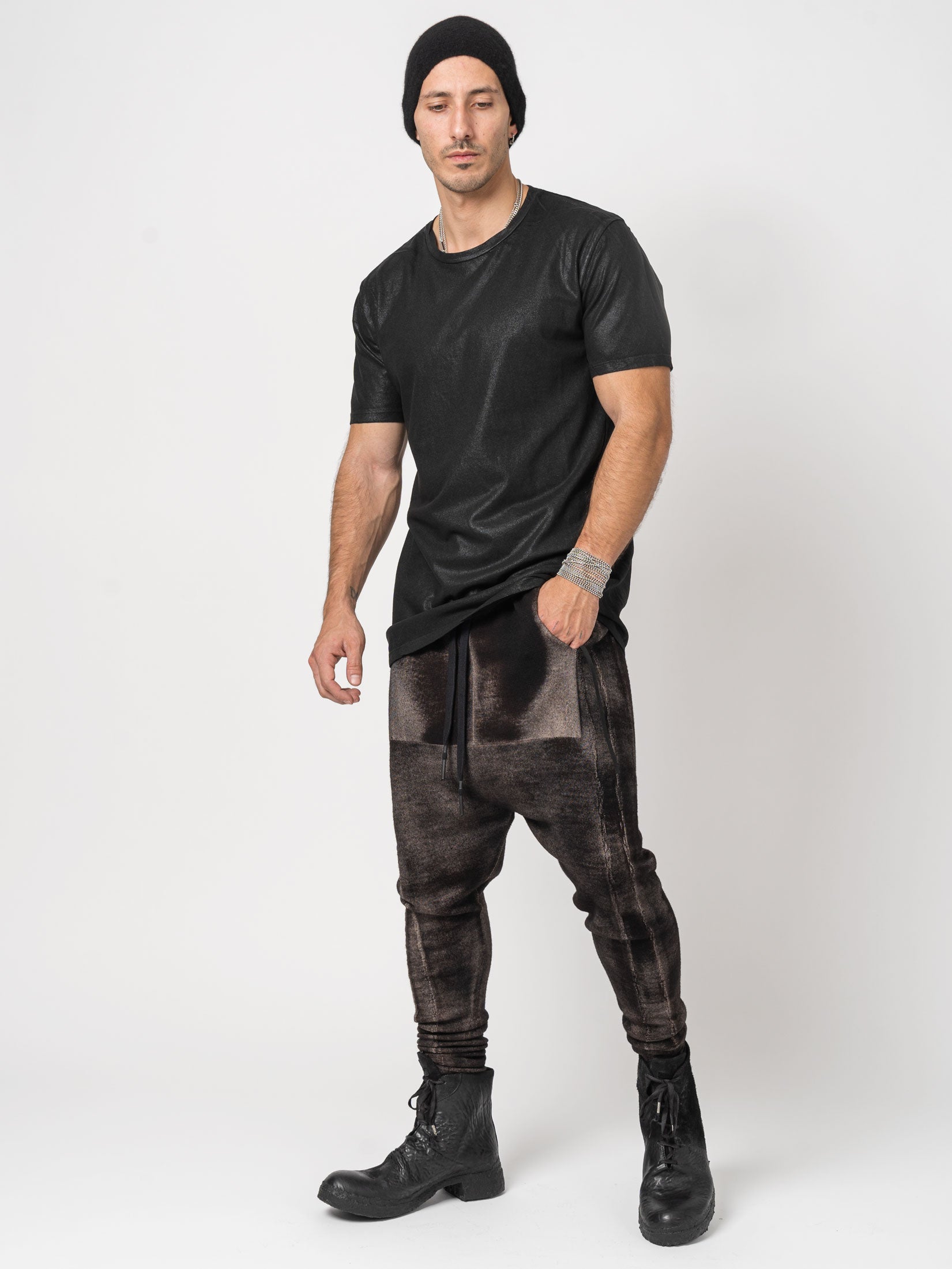 Leather Effect Cotton T-Shirt