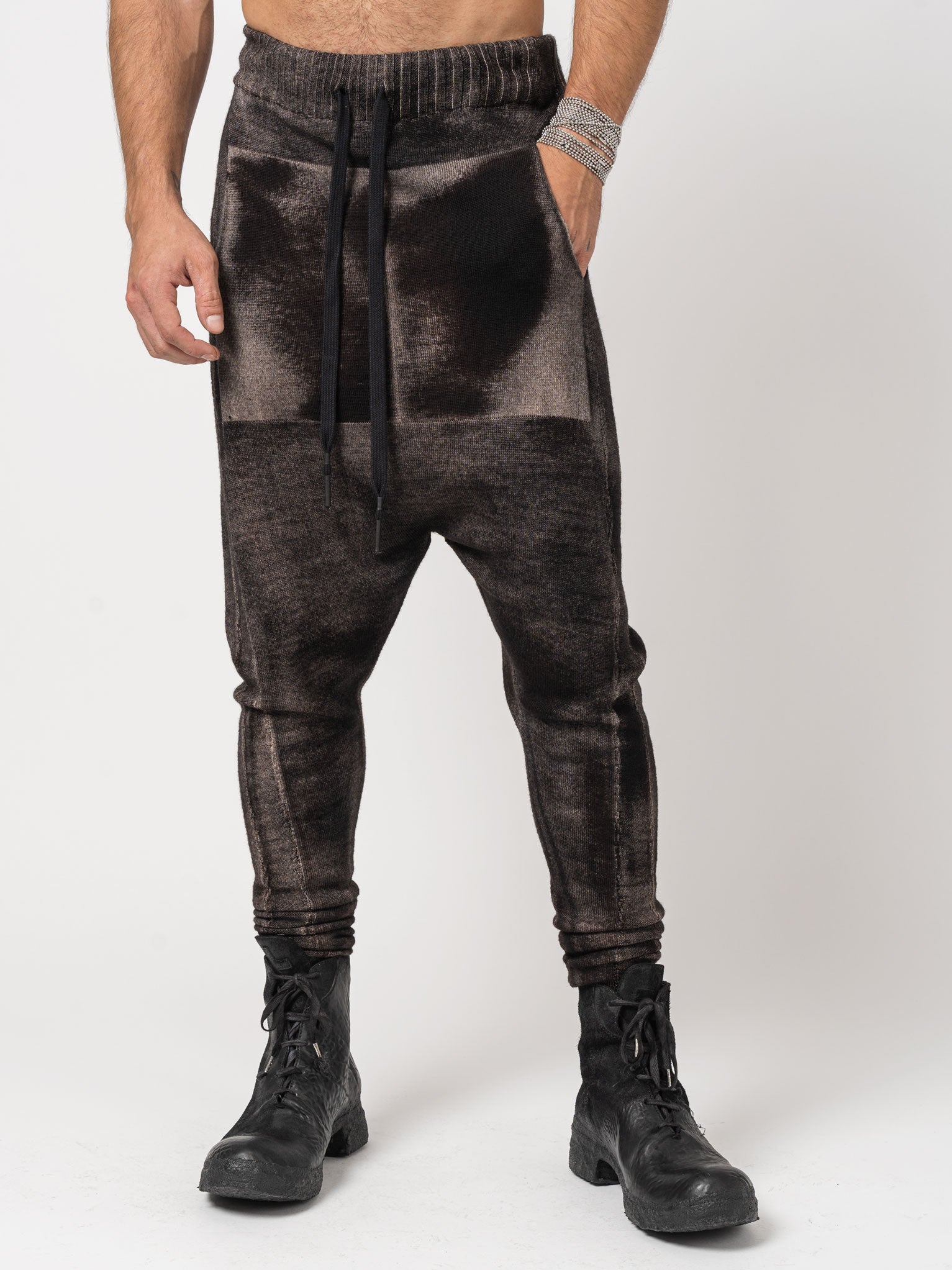 Slim Wool Pants with Spray Effect