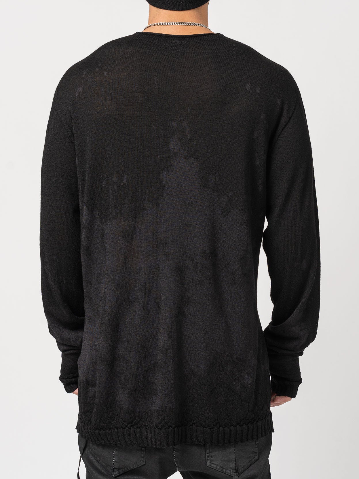 Brush Effect Thin Wool Sweater