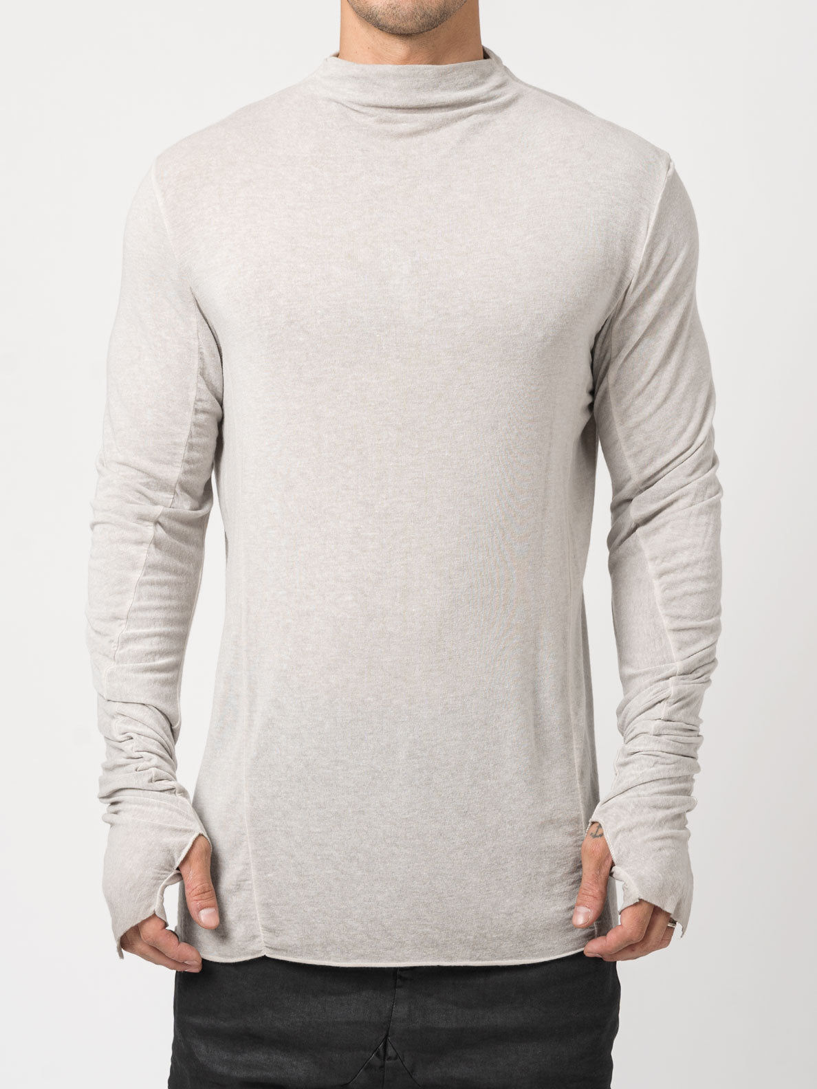 High-Neck Modal-Cashmere Blend T-Shirt